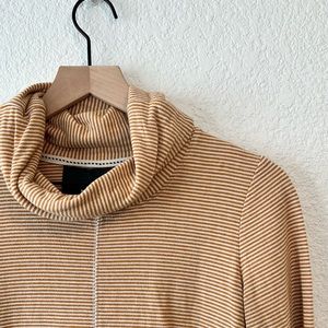S Ultra Comfy Yellow Striped Turtle Neck Sweater